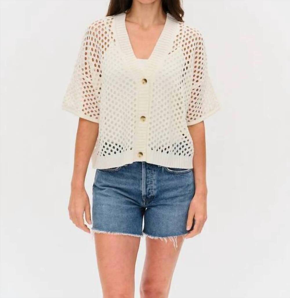 NEW SIX/FIFTY dune crochet cardigan in ivory